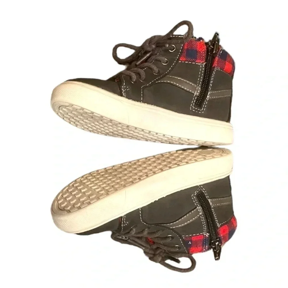 Genuine Kids Osh Kosh Buffalo Boys Boots -Gray HighTop Shoes Side Zipper Size 10